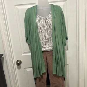 Green Knee Length Cardigan